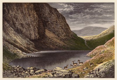 Paysage de loch écossais : Le Dhu Loch, Loch-na-gar - Alexander Francis (after) Lydon