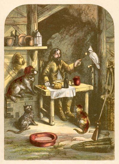 Robinson Crusoé à dîner avec sa petite famille - Alexander Francis Lydon