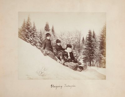 Trois lugeurs sur une colline enneigée - Alexander Henderson