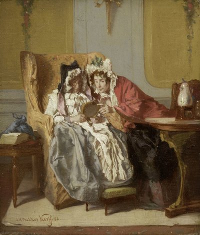 Deux dames examinant une petite peinture - Alexander Hugo Bakker Korff
