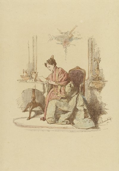 Femme lisant une lettre à une table - Alexander Hugo Bakker Korff