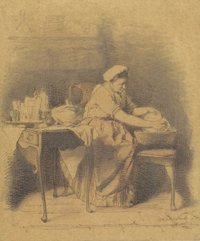 Femme assise, lavant de la vaisselle - Alexander Hugo Bakker Korff