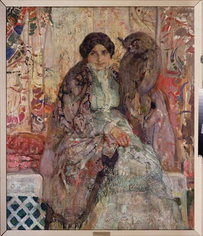 Femme avec un hibou grand duc - Alexander Ivanovich Savinov