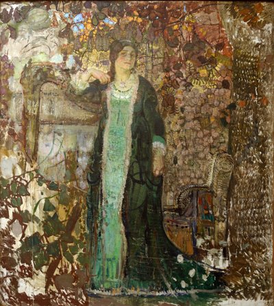 Harpiste. Portrait de Tatiana Sergeevna Bartseva (1886-1984) - Alexander Ivanovich Savinov