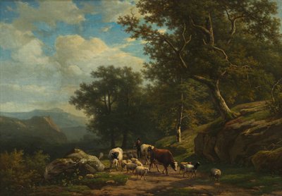 Paysage avec un Paysan et son Troupeau - Alexander Joseph Daiwaille