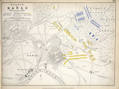 Carte de la bataille de Hanau, publiée par William Blackwood and Sons, Édimbourg et Londres - Alexander Keith Johnston
