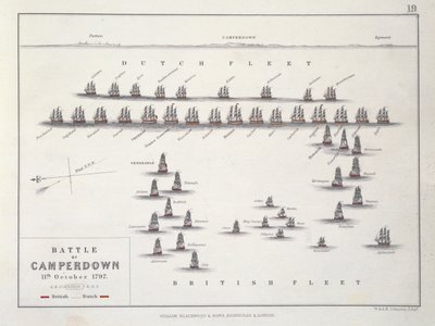 Plan de la bataille de Camperdown, 11 octobre 1797, vers 1830 - Alexander Keith Johnston