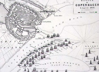 Plan de la bataille de Copenhague, 2 avril 1801, c.1830s - Alexander Keith Johnston