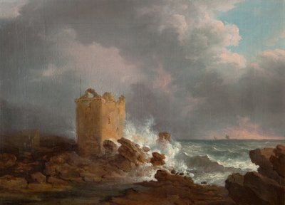 Château de Broughty pendant une tempête, c.1810 - Alexander Nasmyth