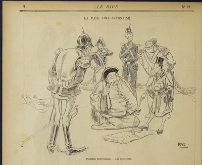 La paix sino-japonaise, Position intéressante. Les intéressés. De : Le Rire, 11 mai 1895, 1895 - Alexander Stuart Boyd