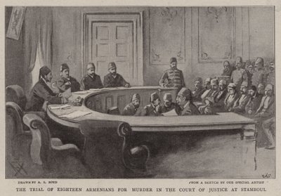 Le procès de dix-huit Arméniens pour meurtre au tribunal de justice de Stamboul - Alexander Stuart Boyd