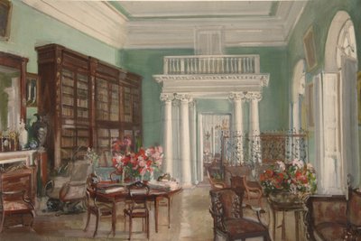 Intérieur de la bibliothèque du domaine Nikolo-Uryupino des Golitsyn, 1910 - Alexander Valentinovich Sredin