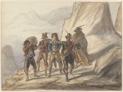 Une embuscade dans un paysage montagneux - Alexander Ver Huell
