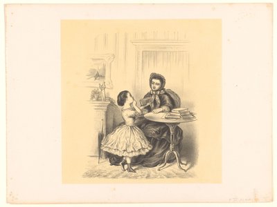 Intérieur avec une fille tendant un livre à sa mère - Alexander Ver Huell