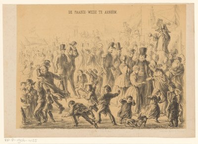 Personnes sur la prairie de Pâques à Arnhem - Alexander Ver Huell