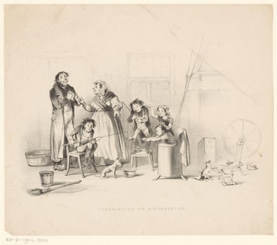 Père et mère regardant joyeusement les enfants jouer - Alexander Ver Huell