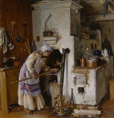 Un nouveau foyer ose. À la cuisinière, 1918 - Alexander Vladimirovich Makovsky