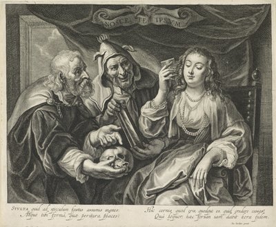 Femme avec un peigne regardant dans un miroir - Alexander Voet (II)