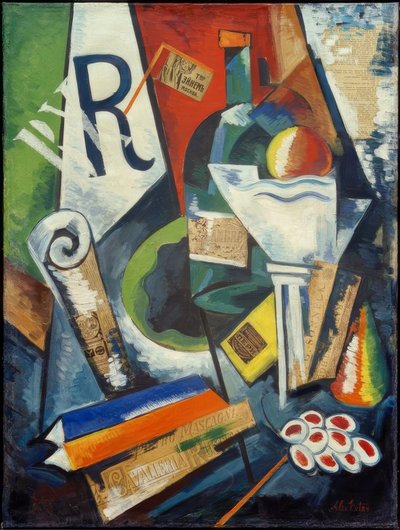 Nature morte aux livres et à la coupe de fruits - Alexandra Alexandrowna Exter