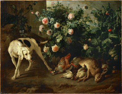 Chien gardant du gibier aupres d