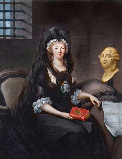 Portrait de Marie-Antoinette (1755-1793) en deuil profond à la prison du Temple - Alexandre (after) Kucharski