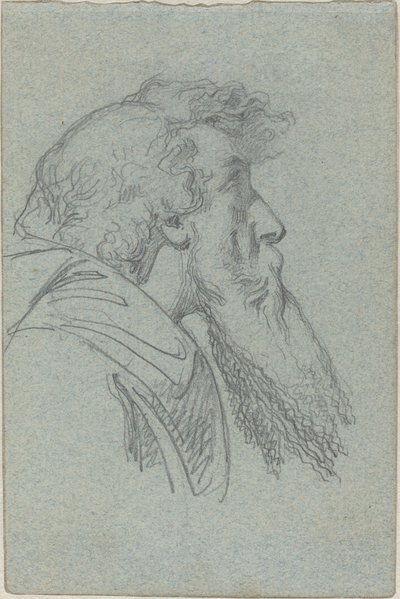 Homme barbu regardant vers le haut / Figure en manteau avec bras levés - Alexandre Bida