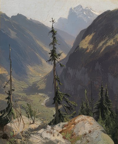 La vallée de Lütschine avec le Wetterhorn - Alexandre Calame
