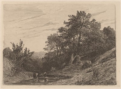 Troupeau dans un Ruisseau - Alexandre Calame