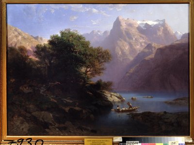 Paysage de montagne avec lac en Suisse - Alexandre Calame