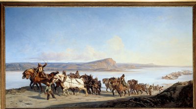 Remorquage: Attelage de chevaux servant aux remontées de bateaux sur le Rhône - Alexandre Dubuisson