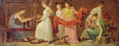 Six femmes tissant dans un intérieur - Alexandre Evariste Fragonard