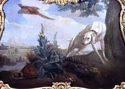 Chien avec gibier dans un paysage - Alexandre F. (school of) Desportes