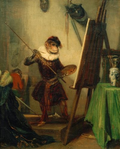 Singe en tant que peintre - Alexandre Gabriel Decamps
