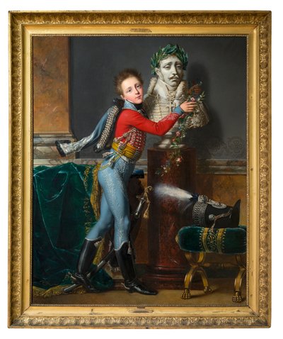 Le jeune vicomte de Laborde avec le buste de son père décédé à Wagram - Alexandre Jean Dubois Drahonet