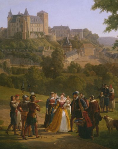 Vue du château royal de Pau où le roi Henri IV de France et de Navarre (1553-1610) est né le 13 décembre 1553 (détail) - Alexandre Louis Robert Millin du Perreux