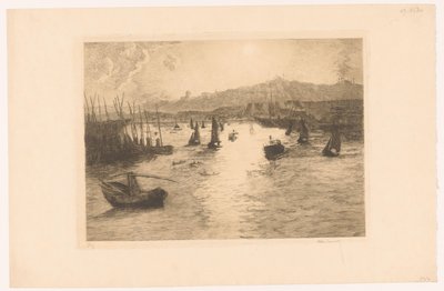 Port avec coucher de soleil - Alexandre Lunois (signed by artist)