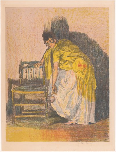 Femme espagnole mettant une chaussure - Alexandre Lunois (signed by artist)