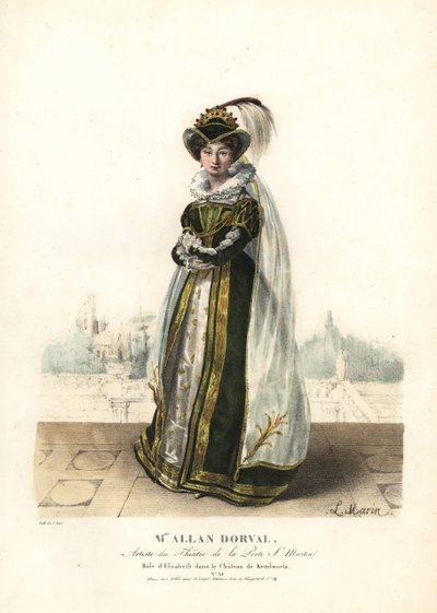 Marie Dorval ou Madame Allan Dorval en Reine Élisabeth dans Le Château de Kenilworth de Jean-Baptiste Blache et Henri Lemaire, Théâtre de la Porte St. Martin - Alexandre Marie Colin