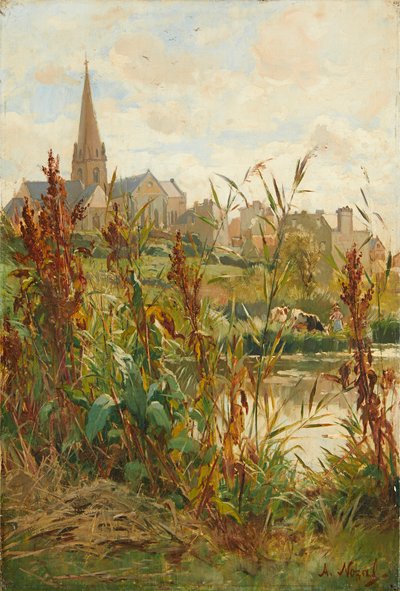 Église près de la rivière - Alexandre Nozal
