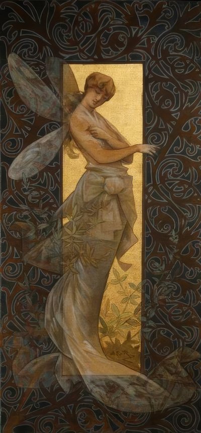 Composition avec nymphe ailée au lever du soleil - Alexandre de Riquer