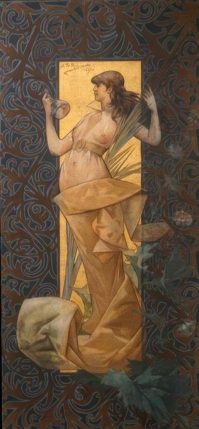 Composition avec nymphe ailée au lever du soleil - Alexandre de Riquer
