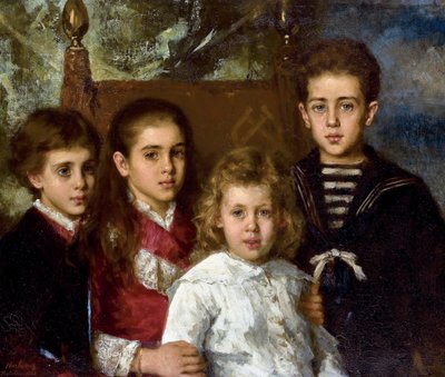 Portrait des enfants de Paul Pavlovich Demidoff, 2e prince de San Donato : Aurore, Anatol, Maria et Pavel - Alexei Alexevich Harlamoff
