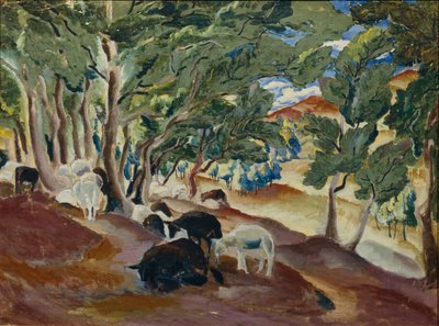 Korolkovskiye Dachas. Moutons au bord de la forêt, 1918 - Alexei Ilyich Kravchenko
