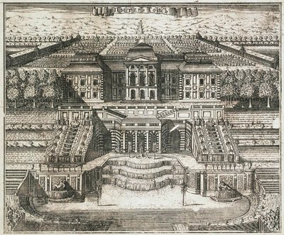 Vue du Grand Palais à Peterhof, 1717 - Alexei Ivanovich Rostovtsev