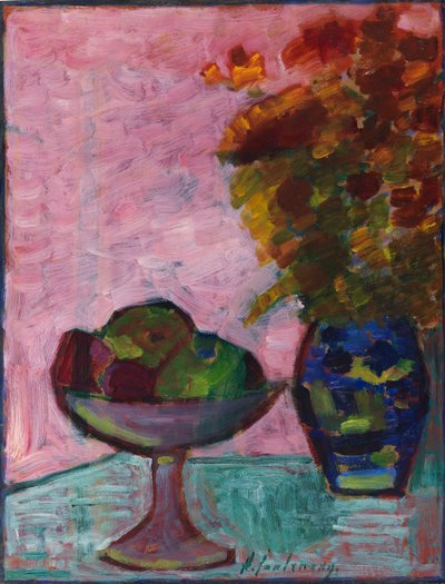 Nature morte avec bol de fruits et vase de fleurs - Alexei Javlensky von