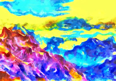 Montagnes comme des vagues gelées,2020,(mixed media) - Alexei Makhov