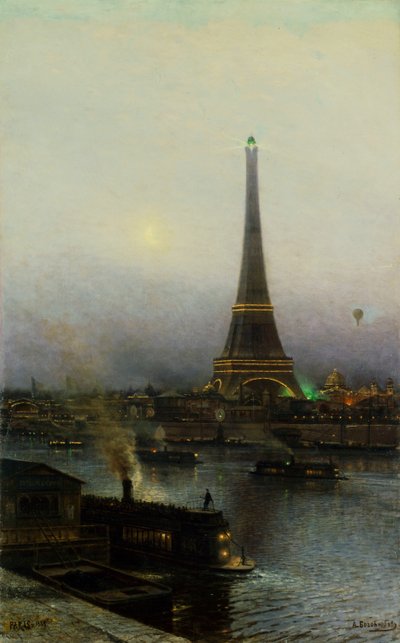 La tour Eiffel la nuit - Alexei Petrovich Bogolyubov
