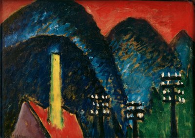 Montagnes bleues (Paysage avec cheminée jaune) - Alexej von Jawlensky