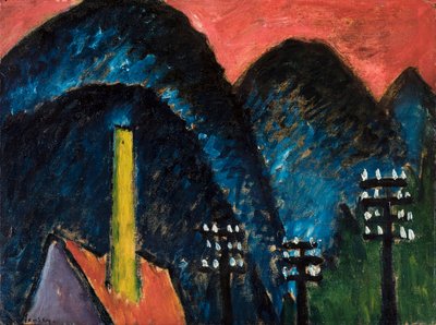 Montagnes bleues Paysage avec cheminée jaune, 1912 - Alexej von Jawlensky