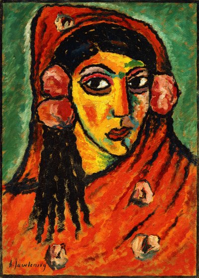 Fille espagnole avec une écharpe rouge - Alexej von Jawlensky